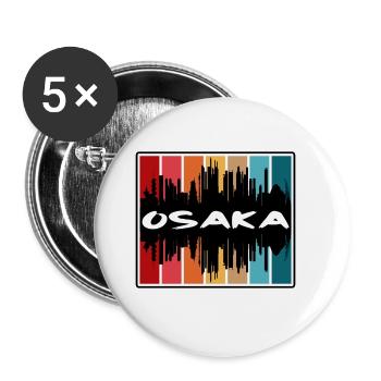 Osaka Japon Skyline Silhouette Souvenir de voyage - Lot de 5 grands badges (56 mm) - blanc - Devant
