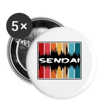 Sendai Japan Skyline Silhouette Reisesouvenir - Buttons groß 56 mm (5er Pack) - Weiß - Vorne