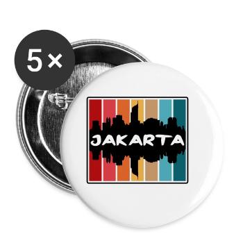 Jakarta Indonesia Skyline Silhouette Travel Souven - Buttons large 2.2''/56 mm (5-pack) - white - Front