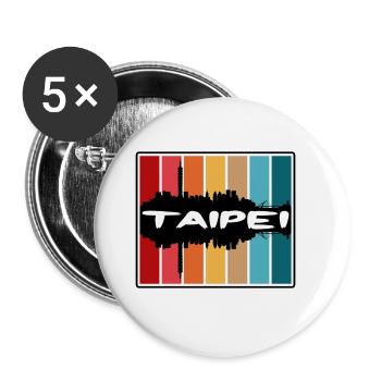 Taipei Taiwan Skyline Silhouette Travel Souvenir - Buttons large 2.2''/56 mm (5-pack) - white - Front