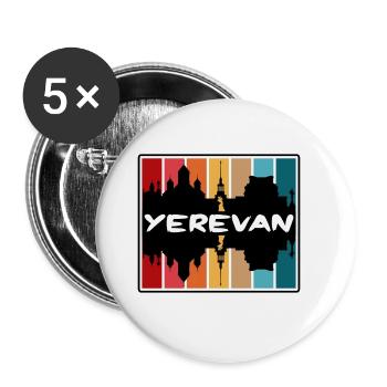 Yerevan Armenia Skyline Silhouette Travel Souvenir - Buttons large 2.2''/56 mm (5-pack) - white - Front