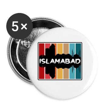 Islamabad Pakistan Skyline Silhouette Travel Souve - Buttons large 2.2''/56 mm (5-pack) - white - Front