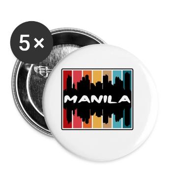 Manila Philippinen Skyline Silhouette Reisen Souve - Buttons groß 56 mm (5er Pack) - Weiß - Vorne