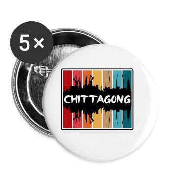 Chittagong Bangladesch Skyline Silhouette Reisen So - Buttons groß 56 mm (5er Pack) - Weiß - Vorne