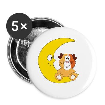 MEERSCHWEINCHEN - MOND - TIER - KIND - BABY - Buttons groß 56 mm (5er Pack) - Weiß - Vorne