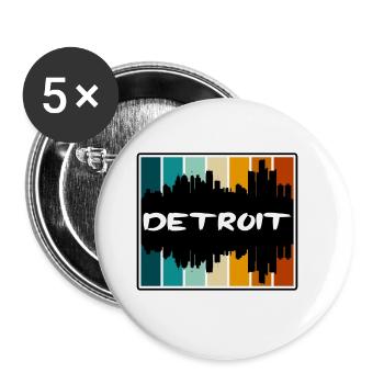 Detroit Michigan Usa Skyline Silhouette Travel Sou - Buttons large 2.2''/56 mm (5-pack) - white - Front