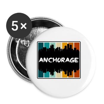 Anchorage Alaska États-Unis Skyline Silhouette Voyage Sou - Lot de 5 grands badges (56 mm) - blanc - Devant