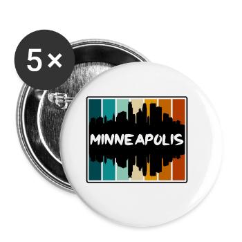 Minneapolis Minnesota Usa Skyline Silhouette Trave - Buttons groß 56 mm (5er Pack) - Weiß - Vorne