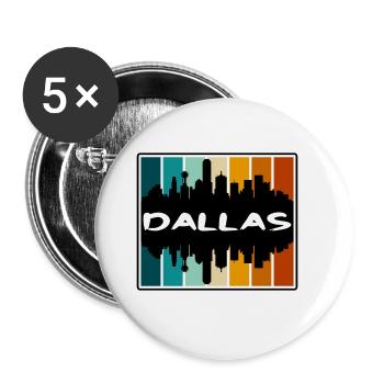 Dallas Texas États-Unis Skyline Silhouette Voyage Souveni - Lot de 5 grands badges (56 mm) - blanc - Devant