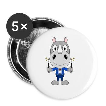 ZAUBERER - MAGIER - MAGIE - NASHORN - TIER - Buttons groß 56 mm (5er Pack) - Weiß - Vorne