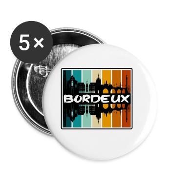 Bordeux France Skyline Silhouette Travel Souvenir - Buttons large 2.2''/56 mm (5-pack) - white - Front