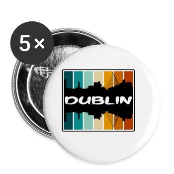 Dublin Irland Skyline Silhouette Reise Souvenir - Buttons groß 56 mm (5er Pack) - Weiß - Vorne