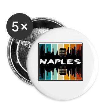 Naples Italy Skyline Silhouette Travel Souvenir - Buttons large 2.2''/56 mm (5-pack) - white - Front