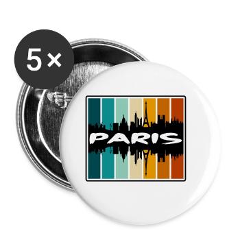 Paris France Skyline Silhouette Travel Souvenir - Buttons large 2.2''/56 mm (5-pack) - white - Front