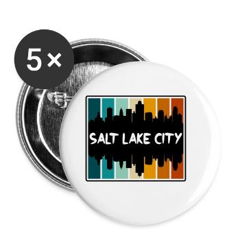 Salt Lake City Utah États-Unis Skyline Silhouette Voyage - Lot de 5 grands badges (56 mm) - blanc - Devant