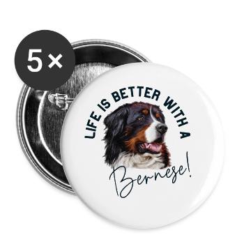 Bernese Mountain Dog - Buttons large 2.2''/56 mm (5-pack) - white - Front