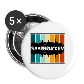 Sarrebruck Allemagne Skyline Silhouette Travel Souv - Lot de 5 grands badges (56 mm) - blanc - Devant