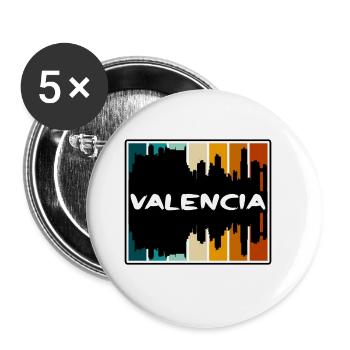 Valencia Spain Skyline Silhouette Travel Souvenir - Buttons large 2.2''/56 mm (5-pack) - white - Front