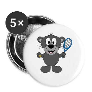 PANTHER - TENNIS - SPORT - TIER - KIND - BABY - Buttons groß 56 mm (5er Pack) - Weiß - Vorne