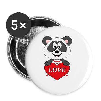 PANDA - BÄR - LIEBE - LOVE - HERZ - VERLIEBT - Buttons groß 56 mm (5er Pack) - Weiß - Vorne