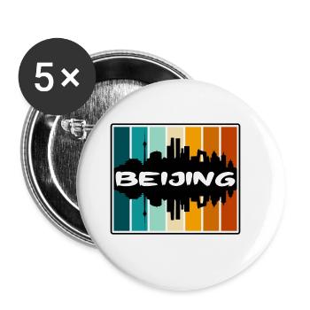 Peking China Skyline Silhouette Reise Souvenir - Buttons groß 56 mm (5er Pack) - Weiß - Vorne