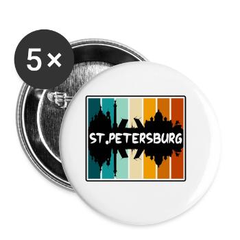 St.Petersburg Russland Skyline Silhouette Travel Sou - Buttons groß 56 mm (5er Pack) - Weiß - Vorne