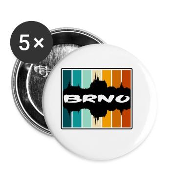 Brünn Tschechien Skyline Silhouette Reise Souvenir - Buttons groß 56 mm (5er Pack) - Weiß - Vorne