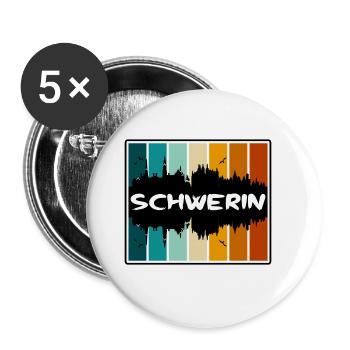 Schwerin Germany Skyline Silhouette Travel Souveni - Buttons large 2.2''/56 mm (5-pack) - white - Front