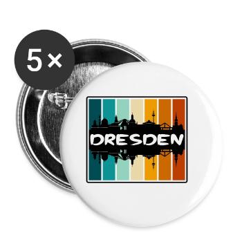 Dresde Allemagne Skyline Silhouette Souvenir de voyage - Lot de 5 grands badges (56 mm) - blanc - Devant