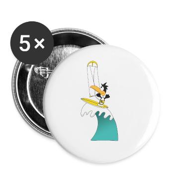PINGUIN - KITESURFER - KITE - KITESURFEN - SPORT - Buttons groß 56 mm (5er Pack) - Weiß - Vorne