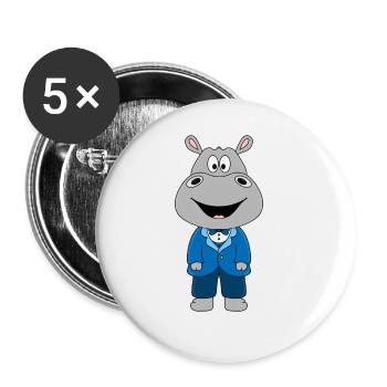 NILPFERD - BRÄUTIGAM - HOCHZEIT - HEIRATEN - LIEBE - Buttons groß 56 mm (5er Pack) - Weiß - Vorne