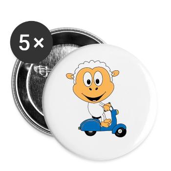 SCHAF - ROLLER - TIER - TIERISCH - KIND - BABY - Buttons groß 56 mm (5er Pack) - Weiß - Vorne