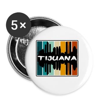 Tijuana Mexico Skyline Silhouette Travel Souvenir - Buttons large 2.2''/56 mm (5-pack) - white - Front