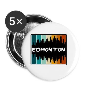 Edmonton Canada Skyline Silhouette Souvenir de voyage - Lot de 5 grands badges (56 mm) - blanc - Devant