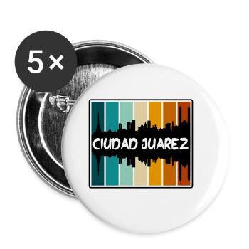 Ciudad Juarez Mexique Skyline Silhouette Voyage Sou - Lot de 5 grands badges (56 mm) - blanc - Devant