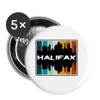 Halifax Canada Skyline Silhouette Travel Souvenir - Buttons large 2.2''/56 mm (5-pack) - white - Front