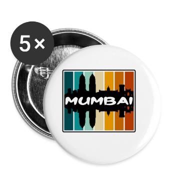 Mumbai Inde Skyline Silhouette Souvenir de voyage - Lot de 5 grands badges (56 mm) - blanc - Devant
