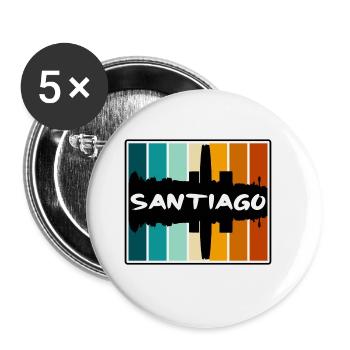 Santiago Chili Skyline Silhouette Souvenir de voyage - Lot de 5 grands badges (56 mm) - blanc - Devant