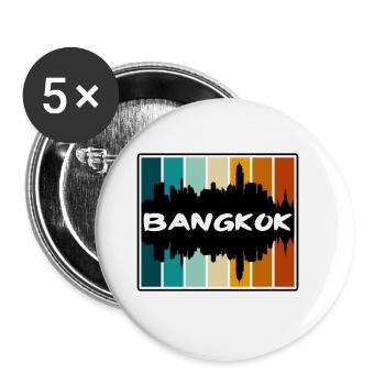 Bangkok Thaïlande Skyline Silhouette Voyage Souveni - Lot de 5 grands badges (56 mm) - blanc - Devant