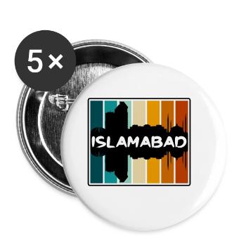 Islamabad Pakistan Skyline Silhouette Travel Souve - Buttons large 2.2''/56 mm (5-pack) - white - Front