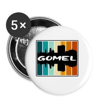 Gomel Weißrussland Skyline Silhouette Reise Souvenir - Buttons groß 56 mm (5er Pack) - Weiß - Vorne