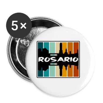 Rosario Argentine Skyline Silhouette Voyage Souven - Lot de 5 grands badges (56 mm) - blanc - Devant