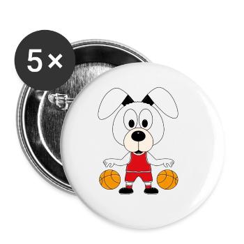 HUND - BASKETBALL - SPORT - TIER - KIND - BABY - Buttons groß 56 mm (5er Pack) - Weiß - Vorne