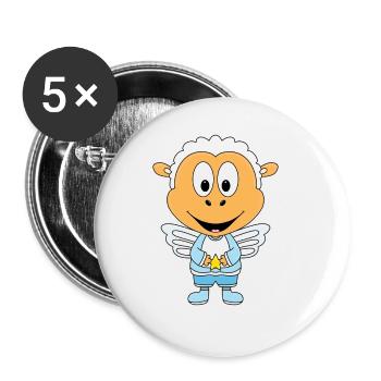 SCHAF - ENGEL - STERN - TIER - KIND - BABY - Buttons groß 56 mm (5er Pack) - Weiß - Vorne