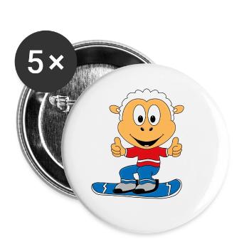 SCHAF - SNOWBOARD - WINTERSPORT - TIER - SPORT - Buttons groß 56 mm (5er Pack) - Weiß - Vorne