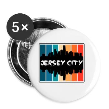 Jersey City New Jersey Usa Skyline Silhouette Trav - Buttons groß 56 mm (5er Pack) - Weiß - Vorne