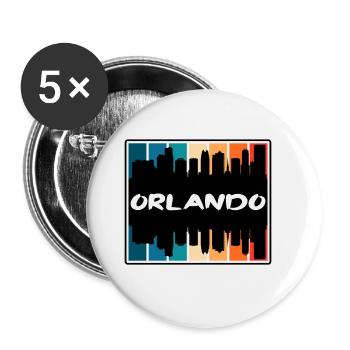 Orlando Florida Usa Skyline Silhouette Travel Souv - Buttons large 2.2''/56 mm (5-pack) - white - Front