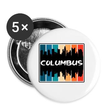 Columbus Ohio Usa Skyline Silhouette Travel Souven - Buttons groß 56 mm (5er Pack) - Weiß - Vorne