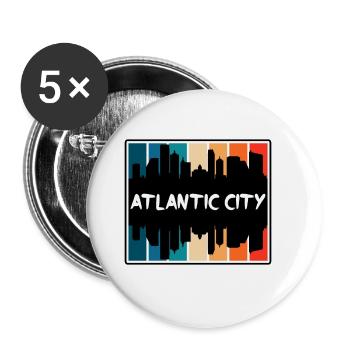 Atlantic City New Jersey États-Unis Skyline Silhouette Tr - Lot de 5 grands badges (56 mm) - blanc - Devant