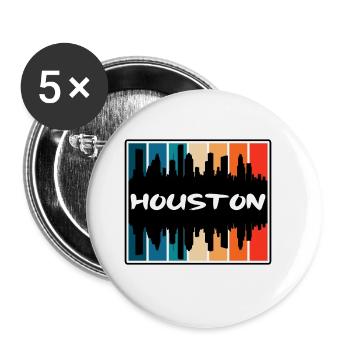Houston Texas Usa Skyline Silhouette Travel Souven - Buttons large 2.2''/56 mm (5-pack) - white - Front